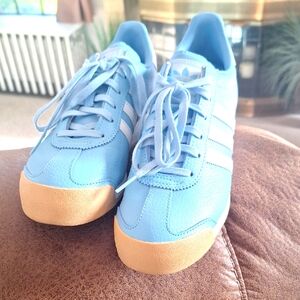 Adidas Light Blue Sneakers with White Stripes Size 6